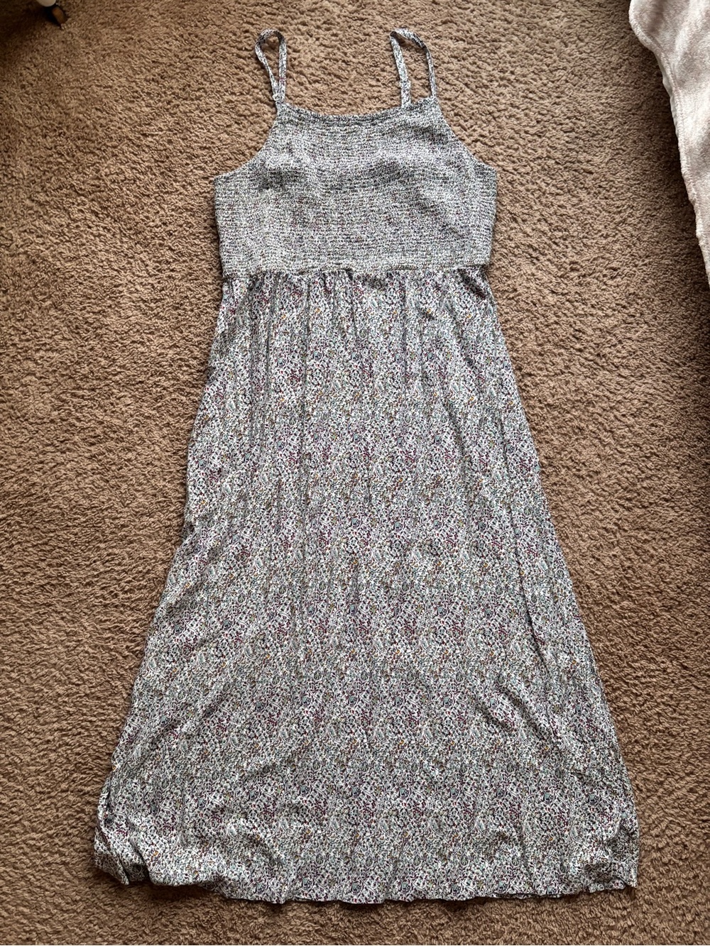 Old Navy Light Gray Floral Smocked Maxi Dress